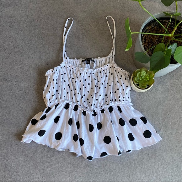 Topshop black and white polka dot tanktop size small - Picture 3 of 7